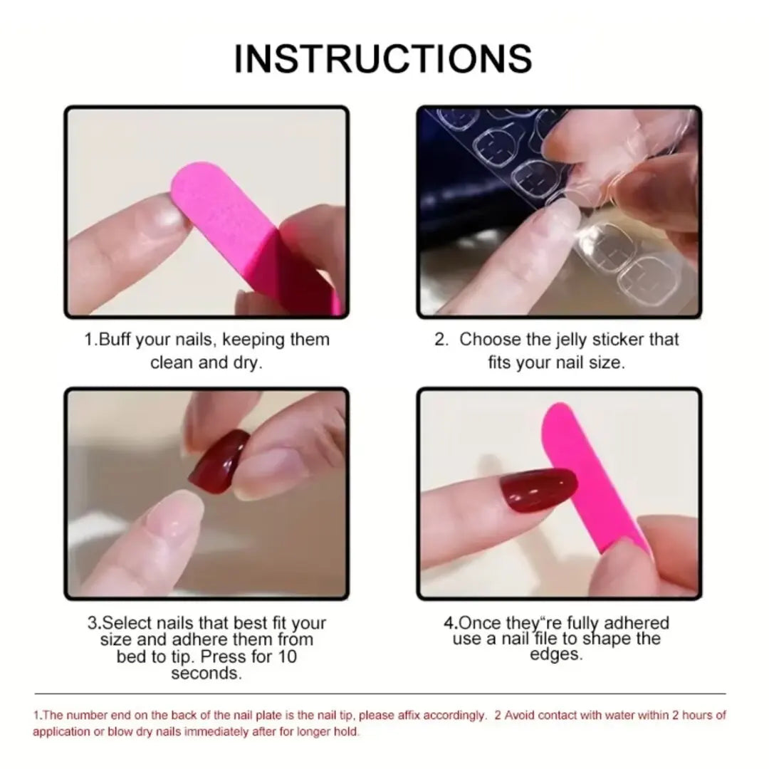 Hnewly 10Pcs Handmade Manicure Medium French Almond Fake Nails Shell Limited Nails Press On Nails Design with Adhesive Nail File Set