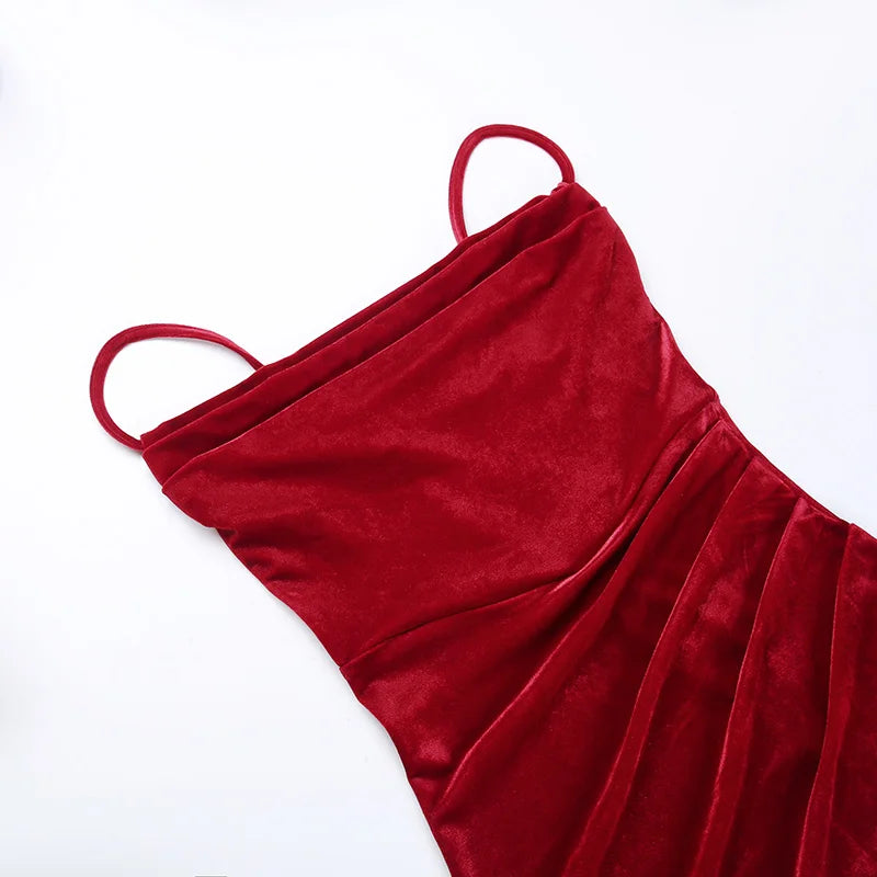 Hnewly Summer Retro Showcase White Red Split Strap Dress, Elegant Slim Fit Celebrity Style Mid length Dress