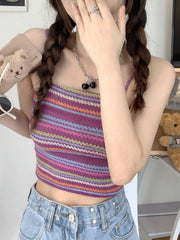Hnewly  Women's Striped Strapl Vest Svel T-irt Overhead Strap Vest Casual Summer Faion Ladies' Clothing
