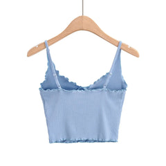 Hnewly  Summer clothes for women fashion cami top casual white crop top women designer clothes cute tops ruched edge black top seam