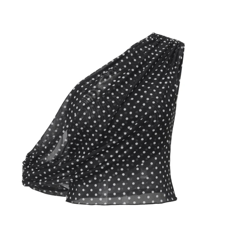 Hnewly Vintage Polka Dot Sleeveless Slim Crop Tops Y2K Sexy Sloping Shoulder Women's Vest 2025 Summer Casual Party Club Camis