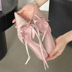Hnewly Spring Sexy Pointed Toe Buckle Strap Women Pumps Sandals Thin High Heels Party Stripper Dance Mules Ladies Shoes