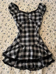 Hnewly summer inspo Y2k Harajuku Lattice Vintage Sleeveless Gothic Punk Summer Dresses Slim Short Dress Lace Sexy Korea Fashion Women Dresses