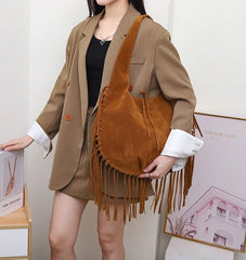 Hnewly  Tassel Crossbody Bag For Women Large Capacity Shoulder Bags Large Capacity Ladies Handbag Bolsa Brown Big Totes