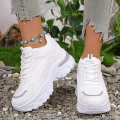 Hnewly  Spring and Autumn Elegant Lace Up Round Toe Sports and Leisure Shoes Fashionable and Comfortable A New Type of Women's Shoes
