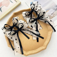 Lunivop  4-piece women satin long ribbon hair clip set, printed bow hair clip, frosted surface, fashionable and elegant hair accessories,