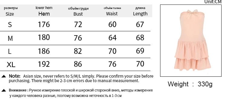 Hnewly Pink A-Line Dress Women Sweet Summer New Fashion Bow Sleeveless Sexy Strapless Dresses Bodycon Streetwear Club Lady Party Dress