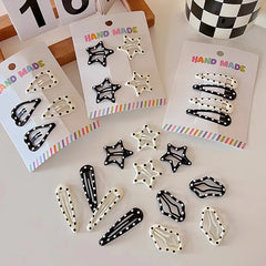 Lunivop  Vintage Polka Dot Star Hair Clips Set Japanese Sweet Girlish Heart Geometric Flyaway BB Clips Kids Versatile Hairpins