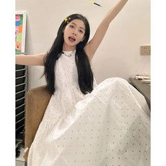 Hnewly  Woman Dress Preppy Style Polka Dot Sleeveless Loose Summer Fashion Sweet Elegant Princess Female Dresses Casual