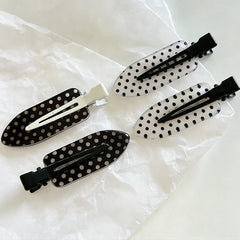 Lunivop  Black White Polka Dot Acrylic Hair Clips Minimalist Secure Hold Suitable for Daily Wear Party Outfits Hair Styling Accessories