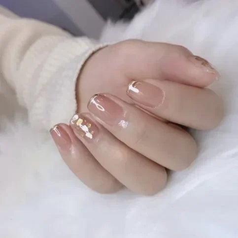Hnewly 24pcs Detachable Short Press on Nails Y2k rhinestone False Nails with Glue Ballet Sweet Cool Girls Artificial False Nails Tips