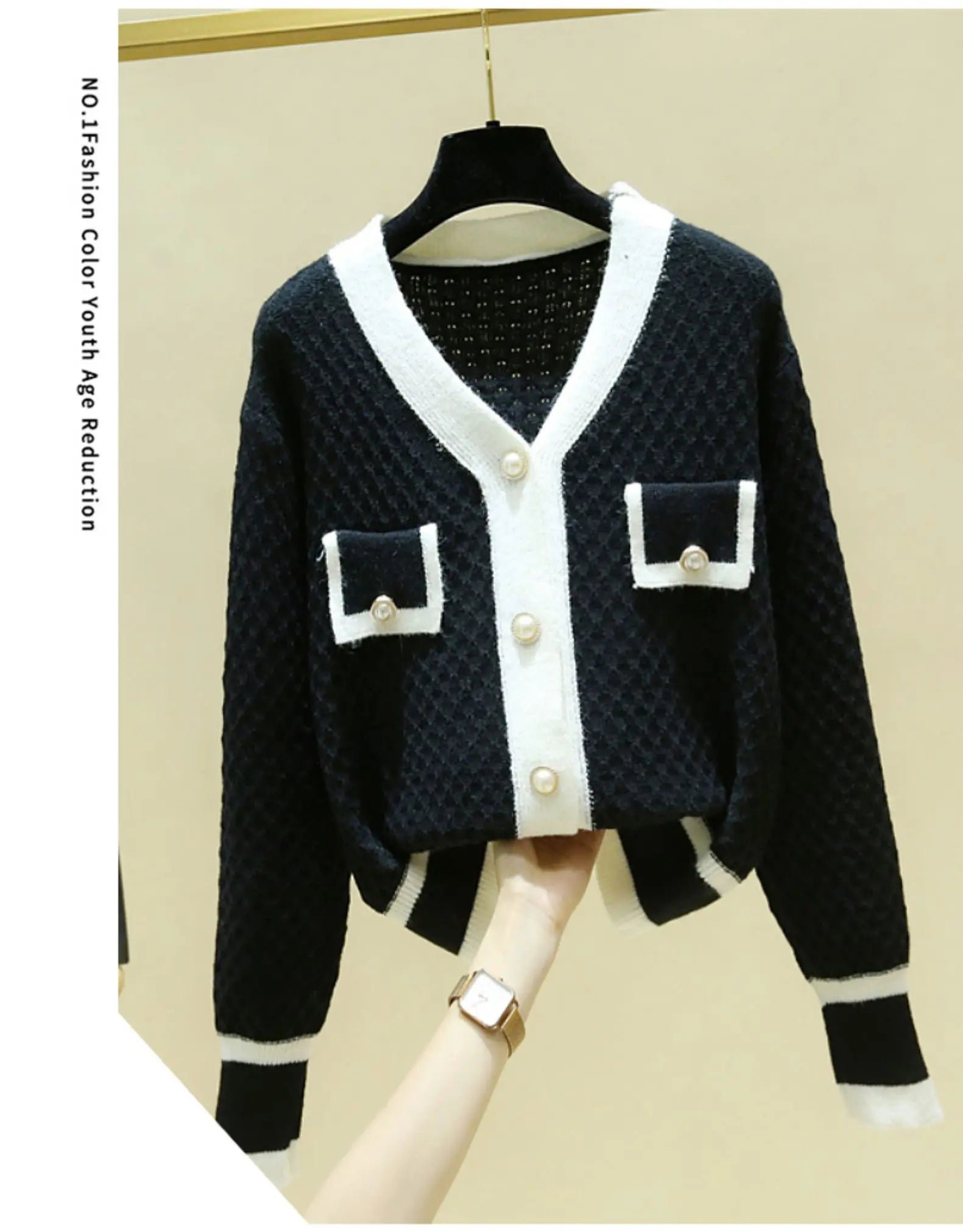 Hnewly  Korean Knit Sweater Temperament V-neck Single Breasted Jacket Women's Spring Autumn New Loose Long-Sleeved Cardigans  Coat