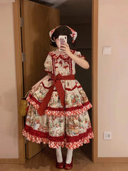 Hnewly  Graceful Lady Cute Sweet Girl Japanese Original Lolita Dress Pastoral Style OP Princess Dress Doll Collar Princess Dresses