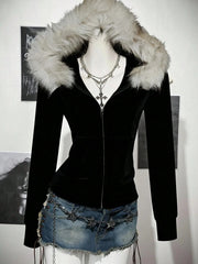 Hnewly  Y2k European and American Harajuku PUNK Aesthetics style subculture new hoodie Casual High street trend women's plush hooded top