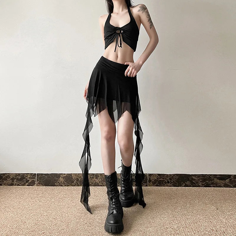 Hnewly  Spring New Solid Color All-match High Street Fashionable Personalized Tight Sexy Hot Cool Women's Tassel Pencil Skirt