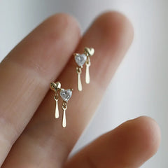 Lunivop  Korean Cute Ear Piercing Water Drop Earrings for Women Crystal Short Tassel Hypoallergenic Female Earrings Party Jewelry Brincos