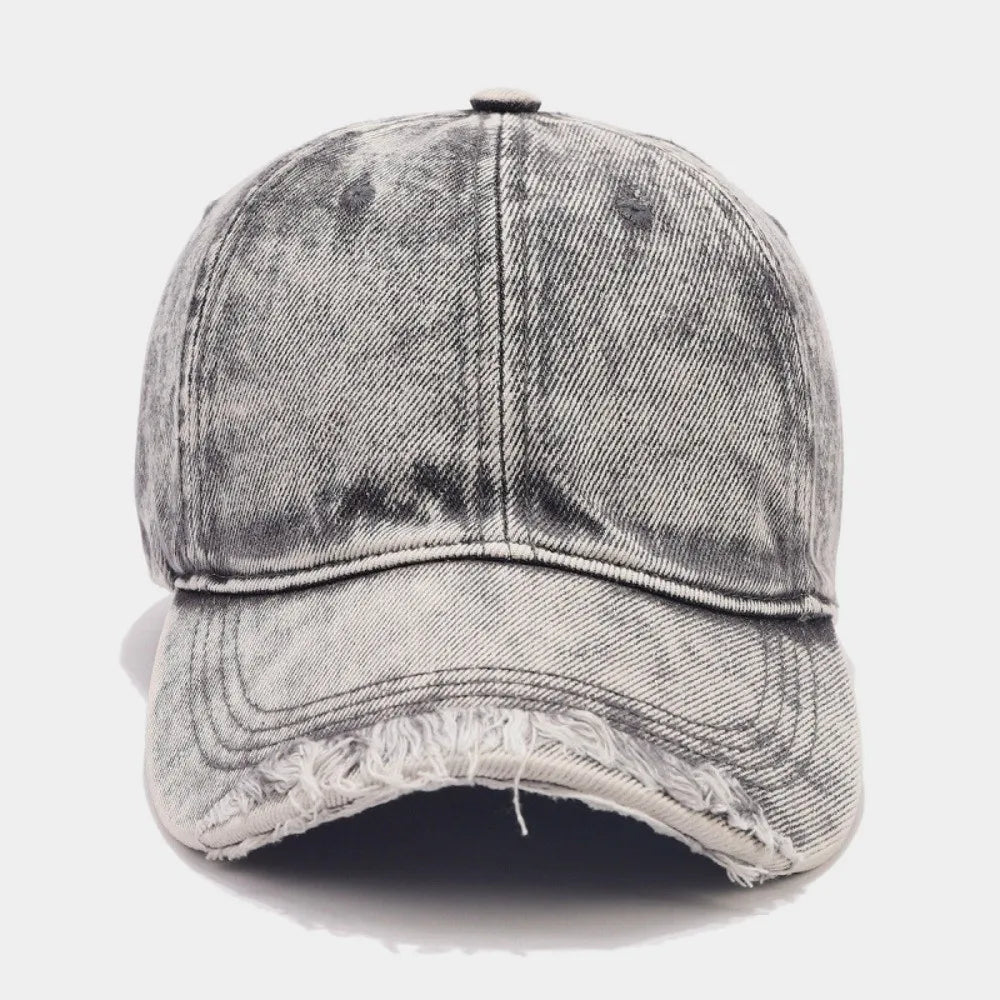 Hnewly  New Soft Top Washed Baseball Cap Breathable Adjustable Duckbill Hat Face Slimming Hole Design Sun Protection Cap