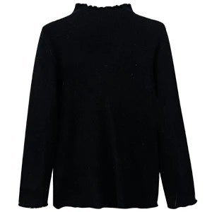 Hnewly  Lace Edge Half High Collar Sweater Autumn Winter New Women's Long Sleeve Top Warm Solid Color Slim Basic Knit Pullover