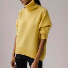Hnewly  Thick Sweaters Oversized Turtleneck Women Winter White Pullovers Knitted High Neck Oversized Sweater For Woman Tops Loose