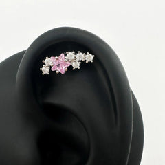 Lunivop  1Pc Trendy Sweet Cool Style Stainless Steel 1.2mm Curved Star Zircon Inlaid Lip Stud for Cool Girls Body Piercing Gift
