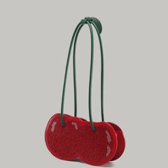 Hnewly  Sweet Cherry Red Underarm Bag Women Water Splash Proof Creative Berry Handbag Ladies Lightweight Polyester Leather Shoulder Bag