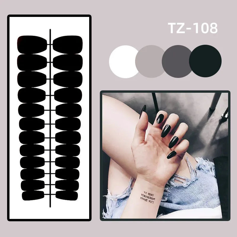 Hnewly 24Pcs Short Aurora Press on Nails Artificial False Nails with Glue Wearable Square Fake Nails Detachable Finished Fingernails