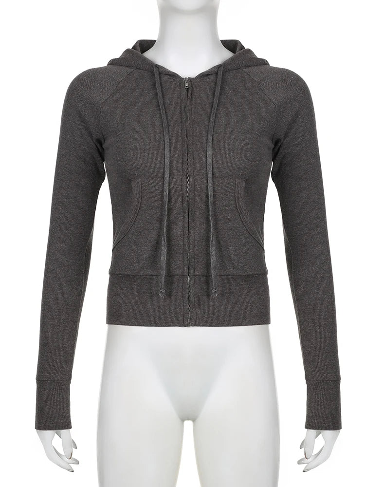 Hnewly Casual Streetwear Basic Hooded Pockets Sweatshirt Tracksuit Solid Long Sleeve Hoodies Women Autumn Spring Fashion