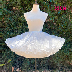 Hnewly  Lolita Skirt Support Four Layers Boneless Crinoline 35cm Soft Mesh Women's Underskirt Elastic Waist White Pettiskirt