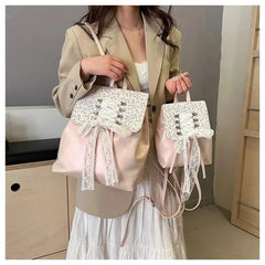 Hnewly  Korean Style Sweet Ballet Backpack Women Large Capacity Bow Tie Rucksack Ladies Student Class Commuter Mochilas Mujer