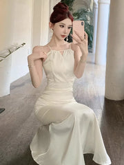 Hnewly  Dresses Women Sleeveless Sexy Elegant Off Shoulder Slim Backless Temperament Mermaid Dress Party Female Fashion Summer