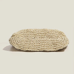 Hnewly  Grass Woven Shoulder Bag Hollowed Out Flowers Handbag  Hand-held Beach Vacation Bags For Women