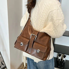 Hnewly  Retro Large Capaci Casual Women's Tote Bag Underarm Bag Fall Winter New Sle Double oulder Bapa Trendy Leisure Handbags