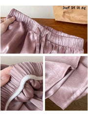 Lunivop  Spring Summer Satin Straight Trousers Korean Fashion High Waist Acetic Acid Women's Pants Loose Casual Wide-leg Pants Women's