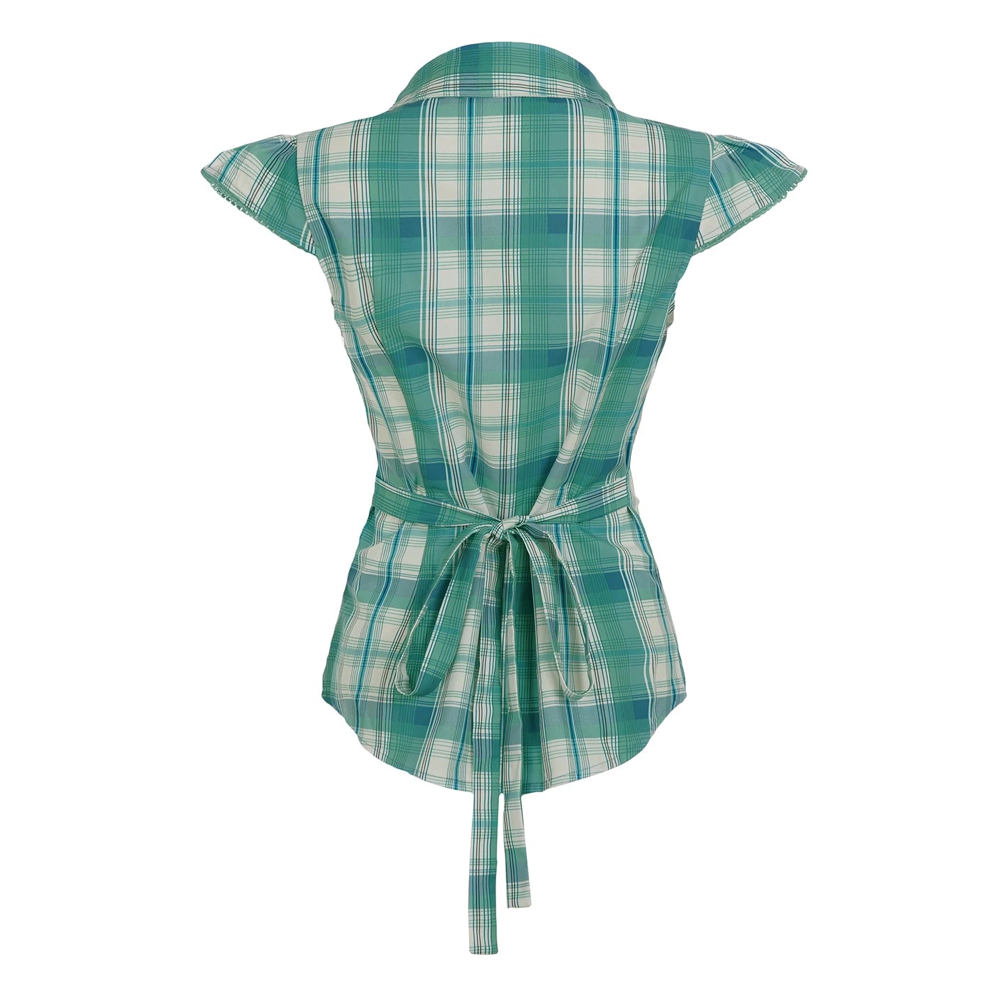Hnewly Fashion Y2k Lace Spliced Plaid Prints Women Shirts Shorts Sleeves Retro Chic Design Summer Polo Blouses