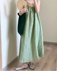 Hnewly  Striped Dresses Women Sleeveless Slash Neck Loose Summer Fashion Holiday Casual Party Dress Female Temperament Elegant