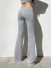 Hnewly Casual Sexy Basic Solid Flare Pants Y2K Slim Low-Waisted Boot Cut Pants Women Autumn Spring Fashion Streetwear Lady