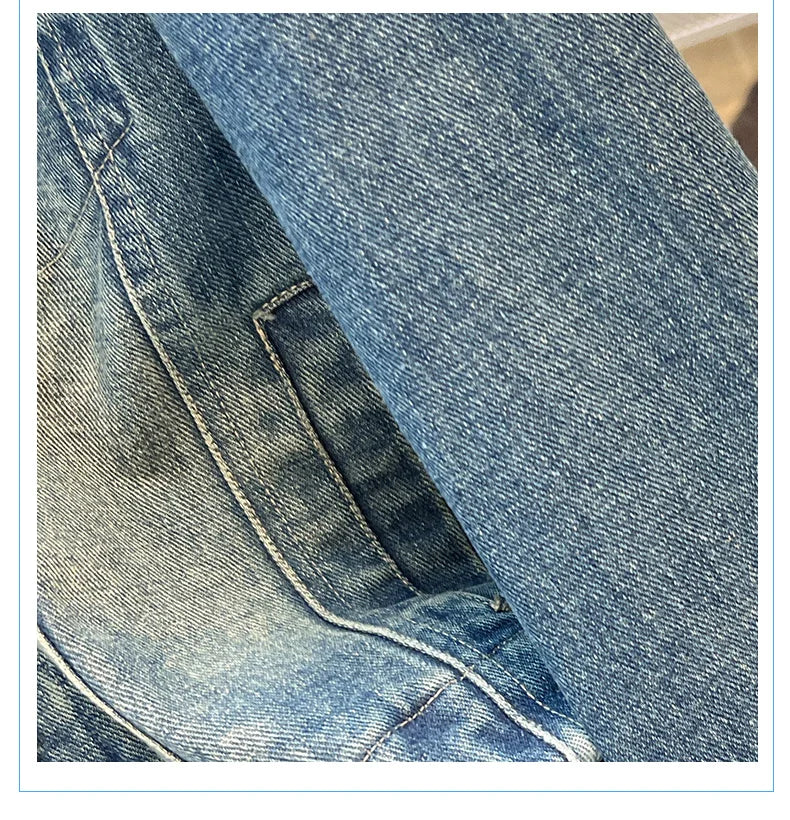 Hnewly  Fashion Denim Jacket Loose Casual Retro Jeans Short Coat Women's Spring Autumn Elegant Korean Standing Collar Long Sleeve Top