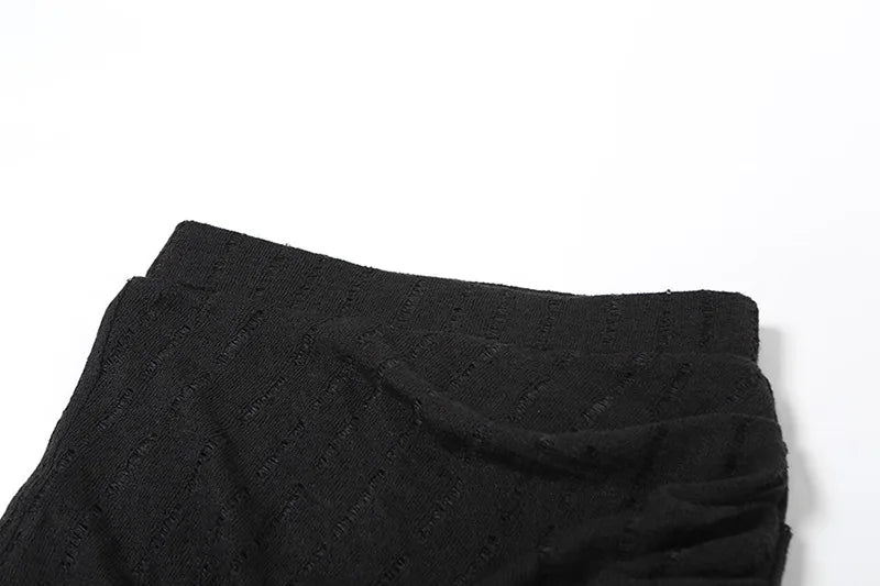 Hnewly  New large size fashion women's sexy hot girl low waist tie hollowed wrinkles broken holes leisure flared pants pants pants