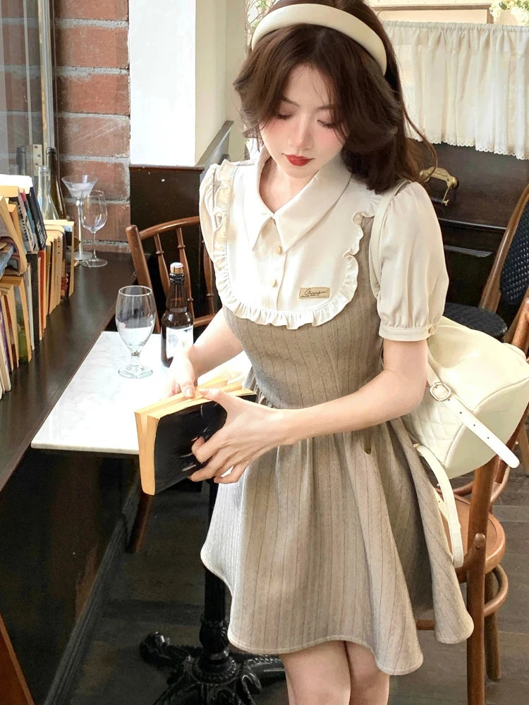 Hnewly DRESS TO IMPRESS Summer Patchwork Elegant Mini Dress Women Ruffles High Waist Sweet Casual Dress Female Korean Style Evening Party Dress Y2k