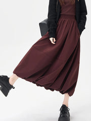 Hnewly  Retro Ball Gown Long Skirt Women Loose High Waist Elegant A Line Skirt Fall Vintage Sweet Design Korean Solid Long Skirts