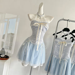 Hnewly Summer Women Y2k Birthday Ballet Core A-line Fairy Dress Mini Lace Frocks One-Piece Korean Evening Lolita Party Shoujo Gyaru