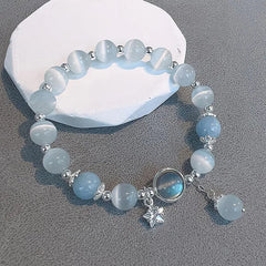 Hnewly Original Opal Sea Blue Treasure Moonlight Crystal Bracelet Light Luxury Elastic Bracelet For Girls Women Jewelry Accessories
