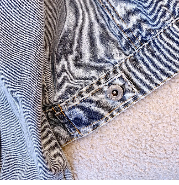 Hnewly  Women Denim Jacket Spring Autumn 2025 New Popular Sweet Luxury Beaded Short Top Loose Long Sleeve Lapel Single Breasted  Coat