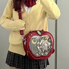 Hnewly  New Girl Harajuku Niche Design Apple Crossbody Bag Handbag Sweet Style Cute Ita Bag Y2K Backpack Preppy Style ItaBag