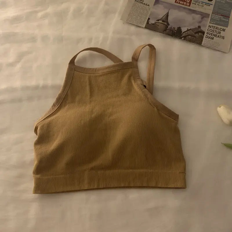 Hnewly Camis Women Backless Inner Crop Top Sexy New Basic Students Fashion Ins Bottoming Clothing Solid Simple Harajuku Leisure Sweet
