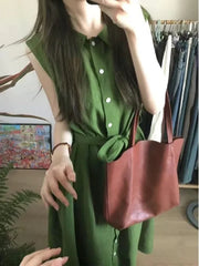 Hnewly  Spring Summer New Style Women's Shirt Dress Loose Slimming Bow Tie Elegant Cotton Breathable Comfortable A-Line Skirt Dress