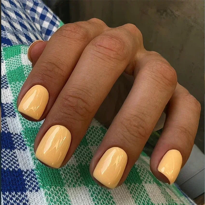 Hnewly 24pcs Artificial Nail Art Fake Nails Full Coverage Removable Ballet Short Press On Nails tips Chips Waterproof Solid Colour set