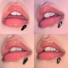 Hnewly  1pc Vampire Coffin Heart Lip Ring Titanium Steel Labret Piercing Jewelry Y2k Cartilage Ear Jewelry Halloween Gift