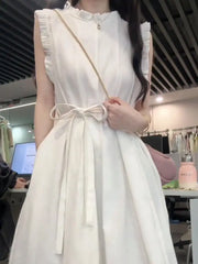Hnewly  Summer Simple Commuting White Temperament New Style Waist Vest Long Skirt