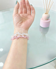 Hnewly  Natural Irregular Crystal Bracelet - 5MM-8MM Gemstone Lucky Charm - Unique Handmade Water Crystal Jewelry